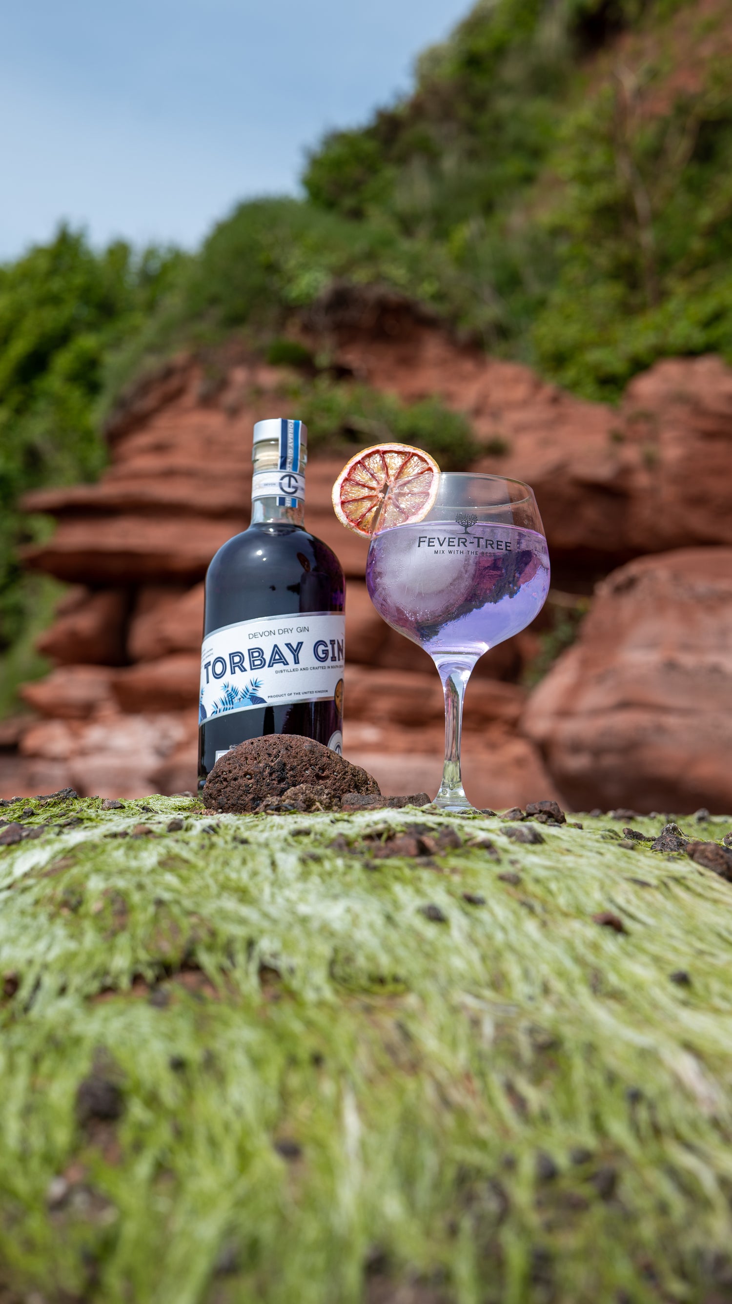 Torbay Gin Changing Colour on the Beach